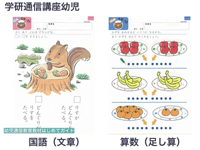 学研通信講座・幼児コース(文章・足し算の教材)