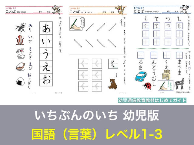 通信教育「いちぶんのいち」幼児版・国語レベル1〜3の問題