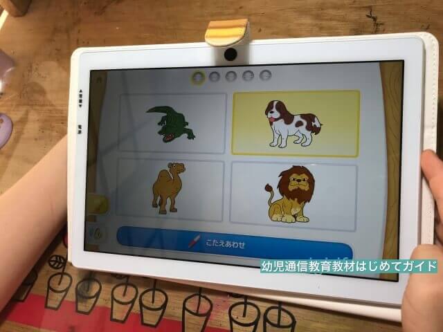 通信教育「天神幼児タブレット」知識の問題(動物の絵)