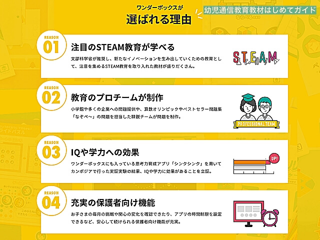 通信教育「ワンダーボックス」が選ばれる理由(STEAM教育、IQや学力への効果など)