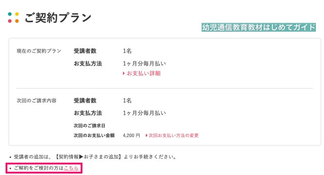 通信教育「ワンダーボックス」公式サイト「ご契約プラン」